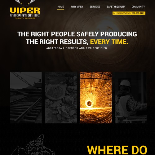 Homepage design for a construction company