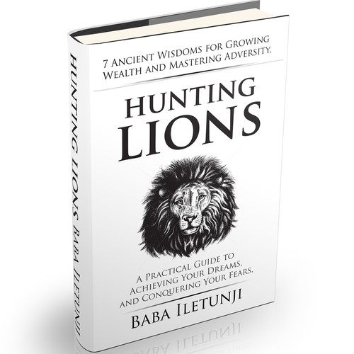 Create a exciting book cover: HUNTING LIONS
