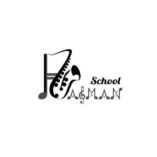 Playful logo concept for saxophone school