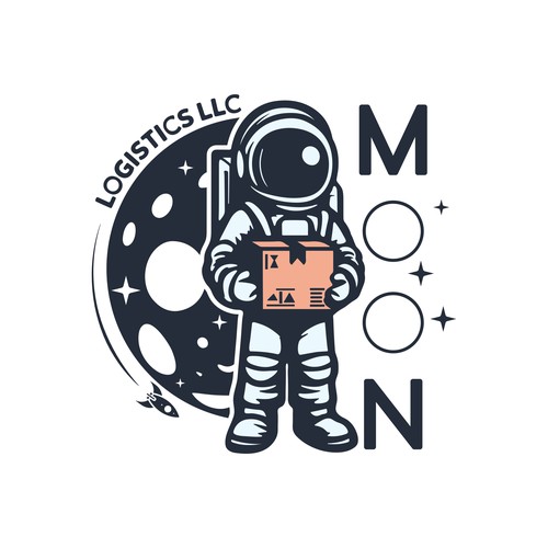 cartoon astronaut standing holding package