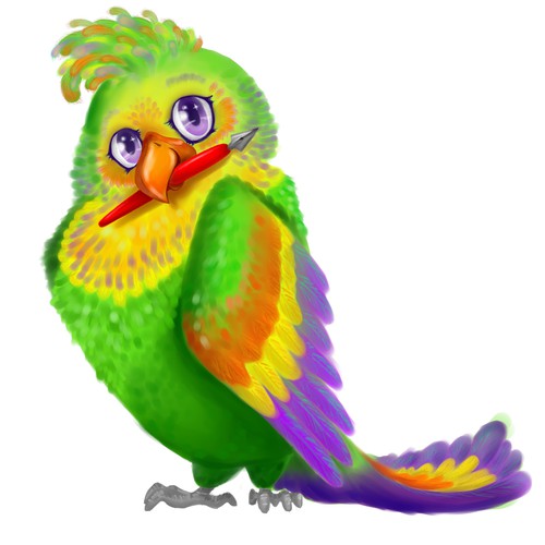 Design a cartoon parrot for children's website