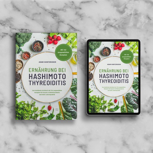 Book cover concept for a practical guide on nutrition for Hashimoto's thyroiditis