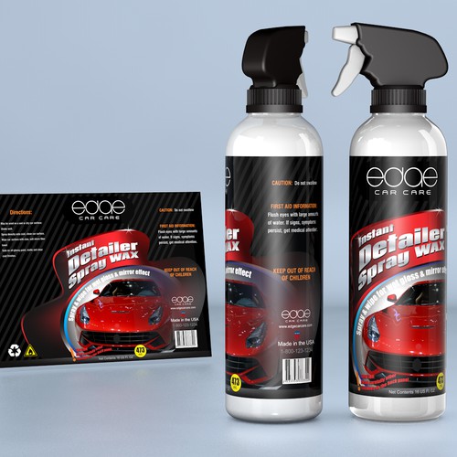 Design a label for instant detailer spray wax bottle.