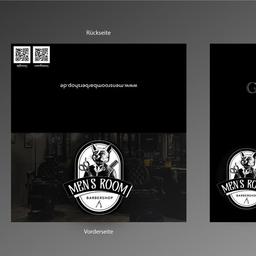 Create a foldable voucher for a barber shop