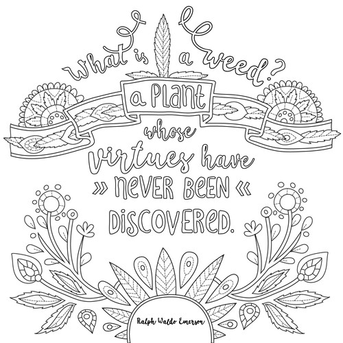 Black&White illustrations, deailed adult coloring page