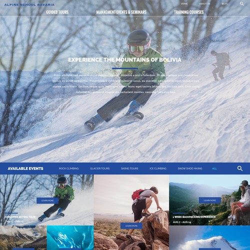 Bold website concept for Alpine School