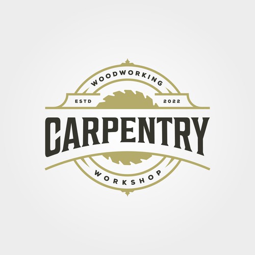 carpentry vintage label logo design