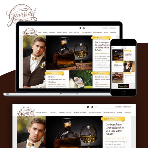 Responsive homepage design for a German food and lifestyle portal.