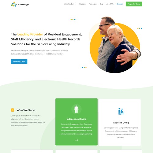 Landing page concept of elder care business