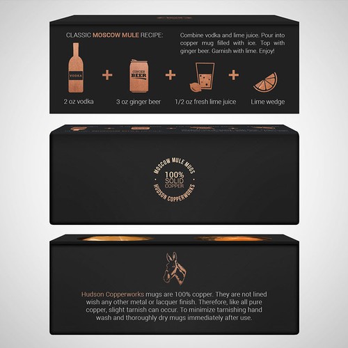 Box design for copper moscow mule mugs