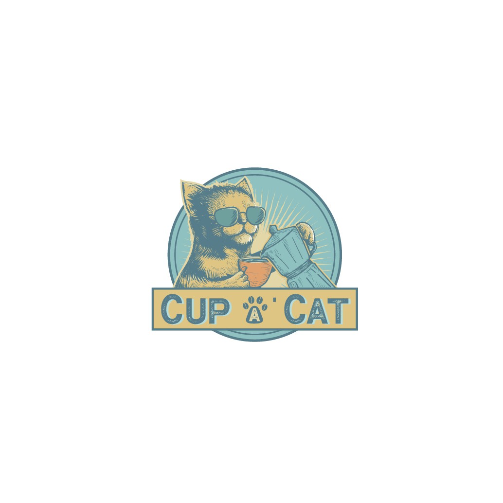 一个memorable character logo to support our rescue cat cafe