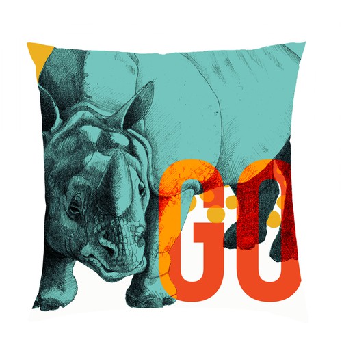 Rhino design for a pillow