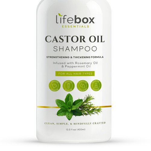 Castor oil shampoo label design 