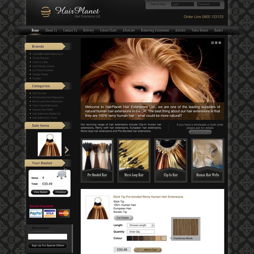 Web Page Re-Design / Facelift For Hair Extensions Ecom Site 