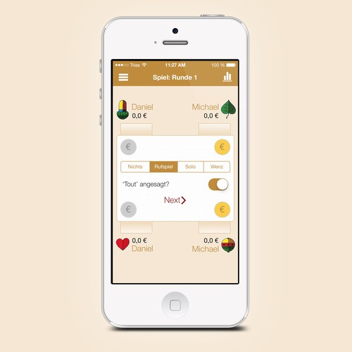 iPhone App Design for Schafkopf Rechner (calculator)