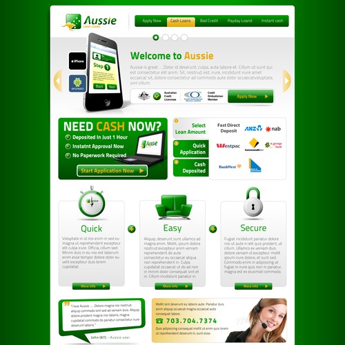 Aussie Cash Loans needs a new website design