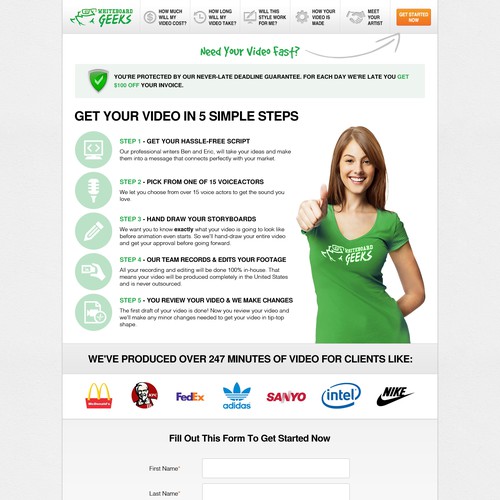 Create Video Production Site Homepage (Wireframe Included)