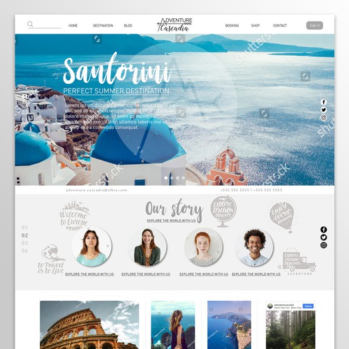 Design for travel agency website.