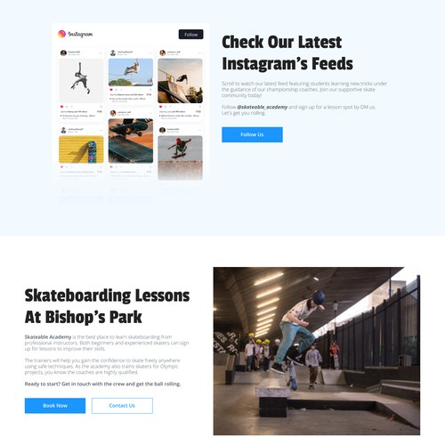 Website Design for Skate Board Instructor