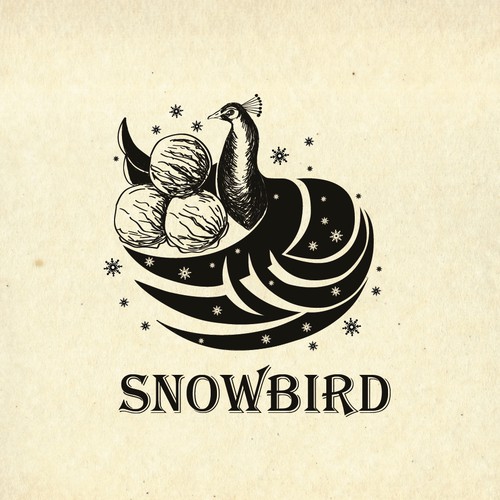 Logo design for SNOWBIRD, a hand molded ice cream and sorbet company