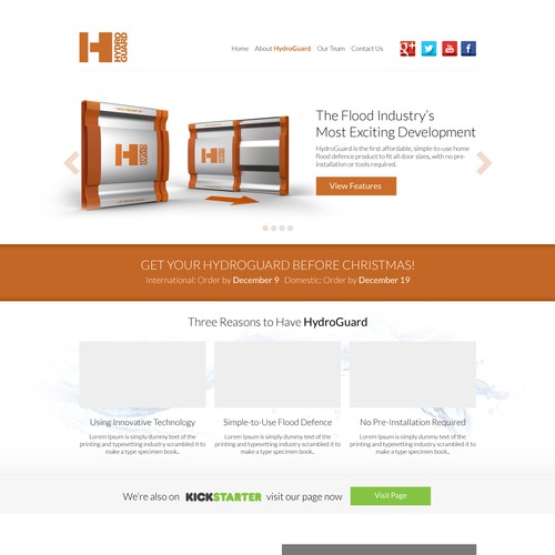 Landing page for a revolutionary new flood defence solution for the home