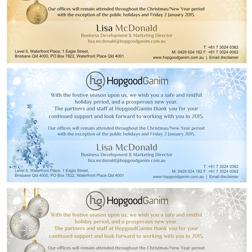 Christmas email footer for HG