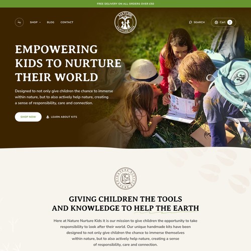  Unique website for a unique product - children's outdoor adventure kits to help the planet