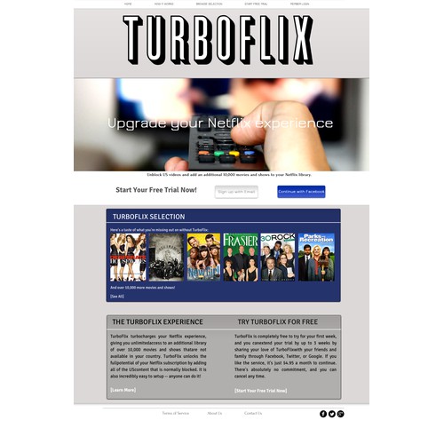 TurboFlix needs a homepage for its premium video streaming service