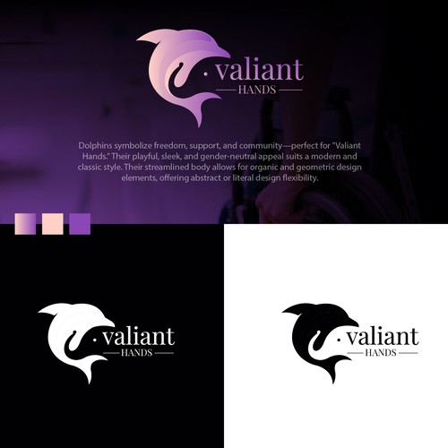 dolphin logo concept for valiant hands