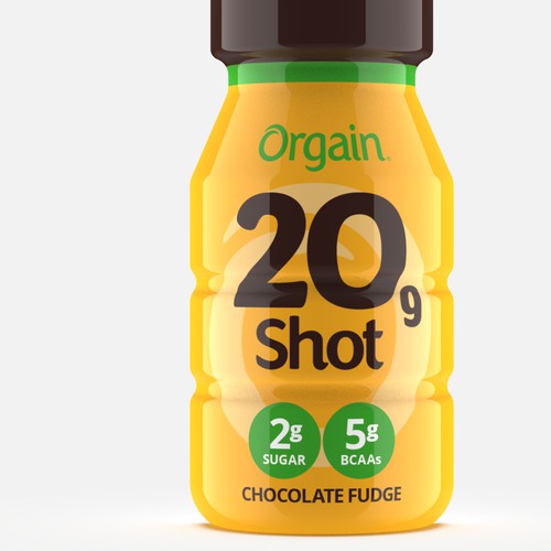 Indulgent Energy: Chocolate Fudge Protein Shot Bottle Design