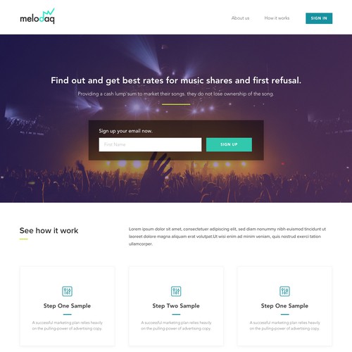 Landing Page for Music Startup