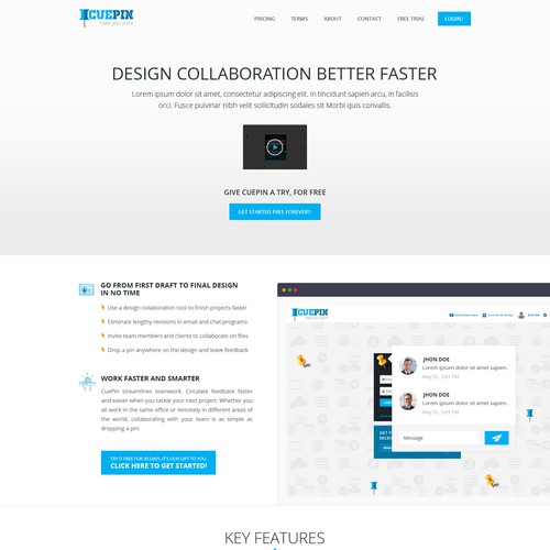 RESPONSIVE HOME PAGE - Design Collaboration App 