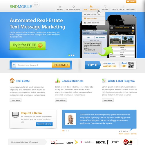 website design for sndmobile.com