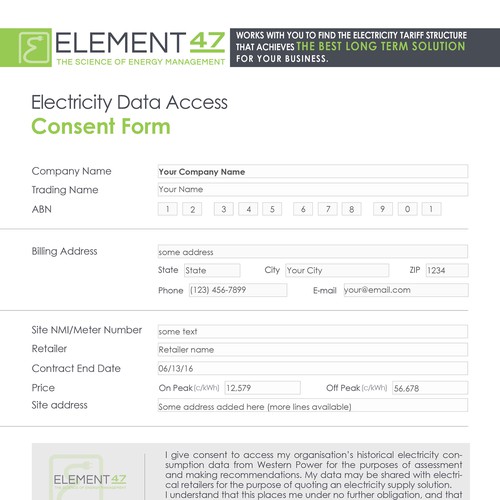 Design a Client Consent Form in editable PDF