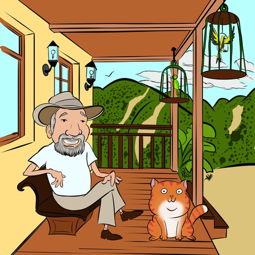 OLD MAN AND GINGER FAT CAT