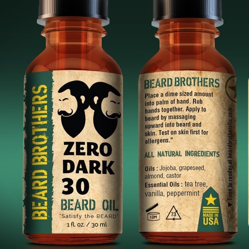 Create a modern looking label for beard oil bottle.