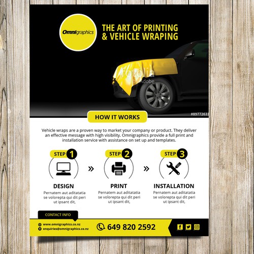 Flyer for printing and vehicle wrapping