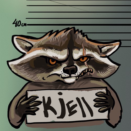 Kjell, punky raccoon for a beer brand 