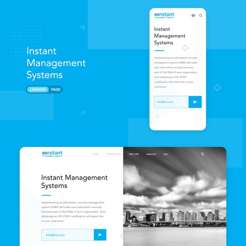 Landing page for Instant Management System