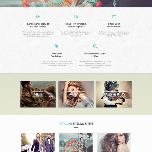 Flat, Modern Web Page Design for a E-Commerce Fashion Company