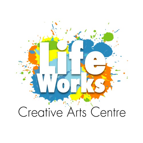 Create a logo that is energetic, artsy and creative for 'LifeWorks Creative Arts Centre'
