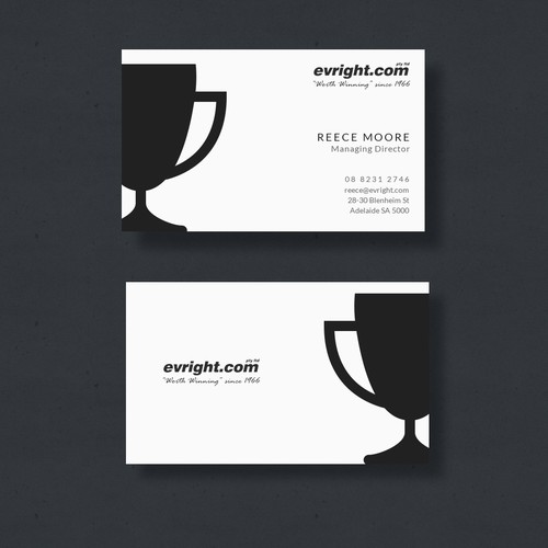 New business card for evright.com - worth winning since 1966