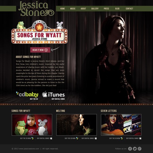 Create the next website design for Jessica Stone, Music Artist 