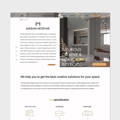 UI/UX design. concept. Maram Mokhtar Interiors and Architecture