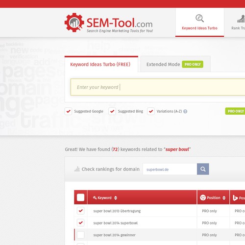 Sem Tool Home page