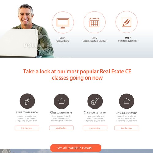 Landing page for a new real estate school.