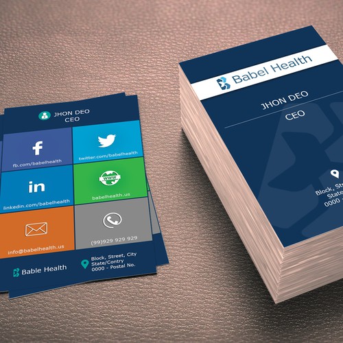 Create a new business card for brand new healthcare startup