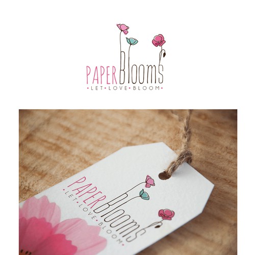 Logo Concept  for new eco-friendly seed bombs label PaperBlooms