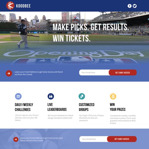 Landing page for koodbee