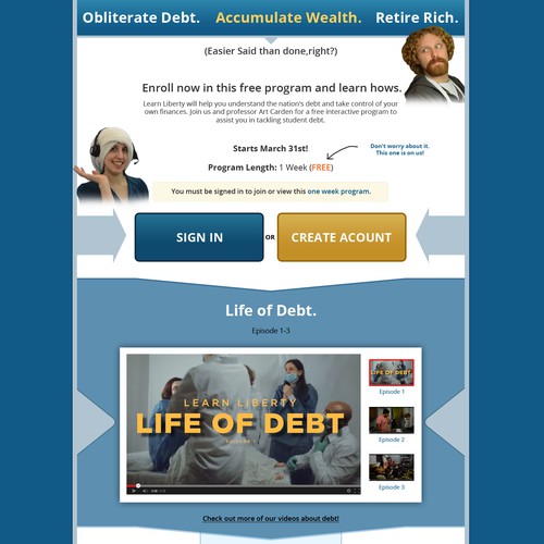Design a Landing Page to Help Students Take Control of their Debt
